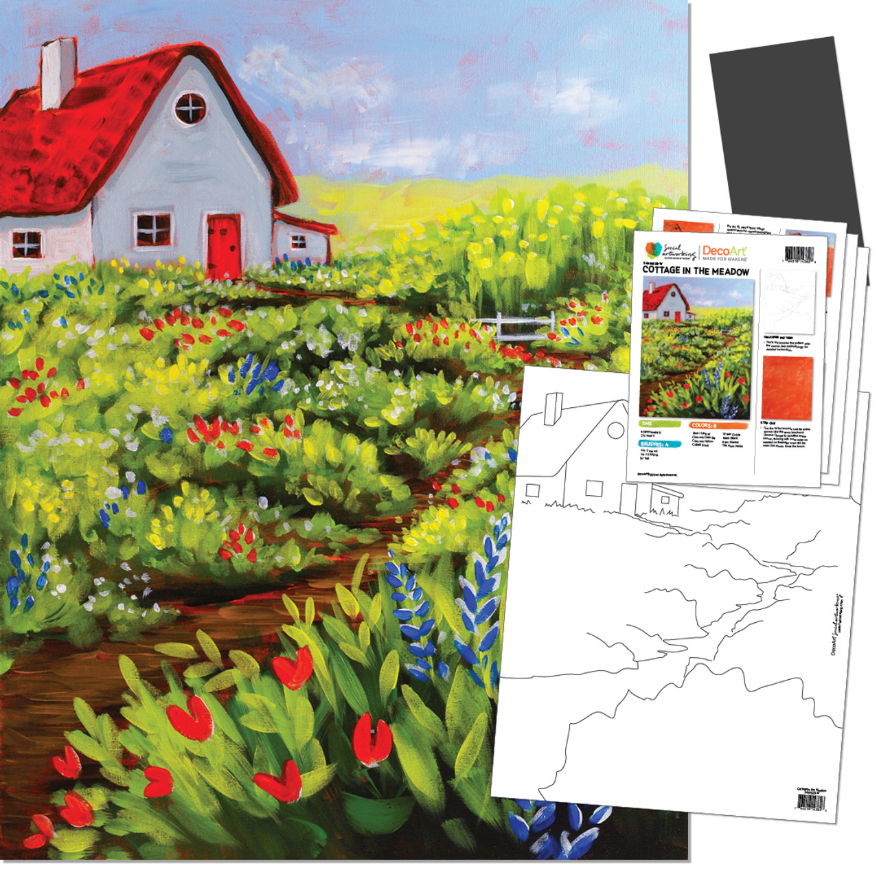 Cottage in the Meadow - Printed Paint Kit - Paint Parties by DecoArt